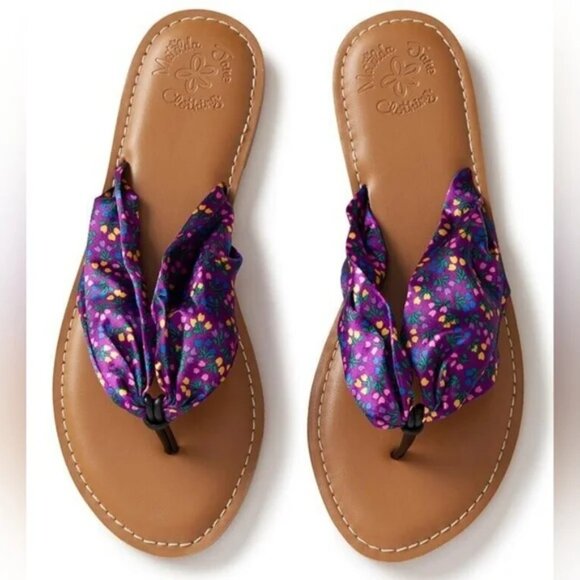 Matilda Jane | In The Sand Purple Floral Flip Flops Sandals | Size 9 - Picture 1 of 6